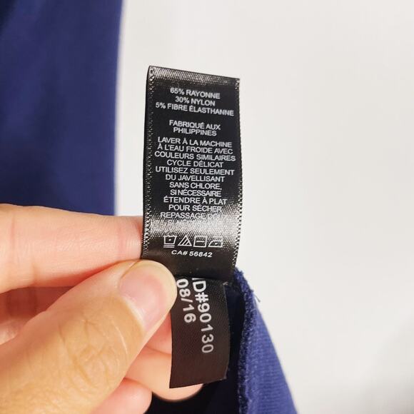 Express Size 4 Navy Blue Halter Neck Overlap Asymmetrical Bodycon Dress Cocktail - Picture 7 of 8